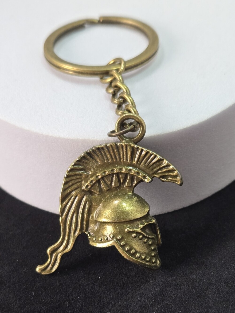 Spartan Helmet Keychain Gold Bronze Warrior Roman Greek Mascot Key Ring
